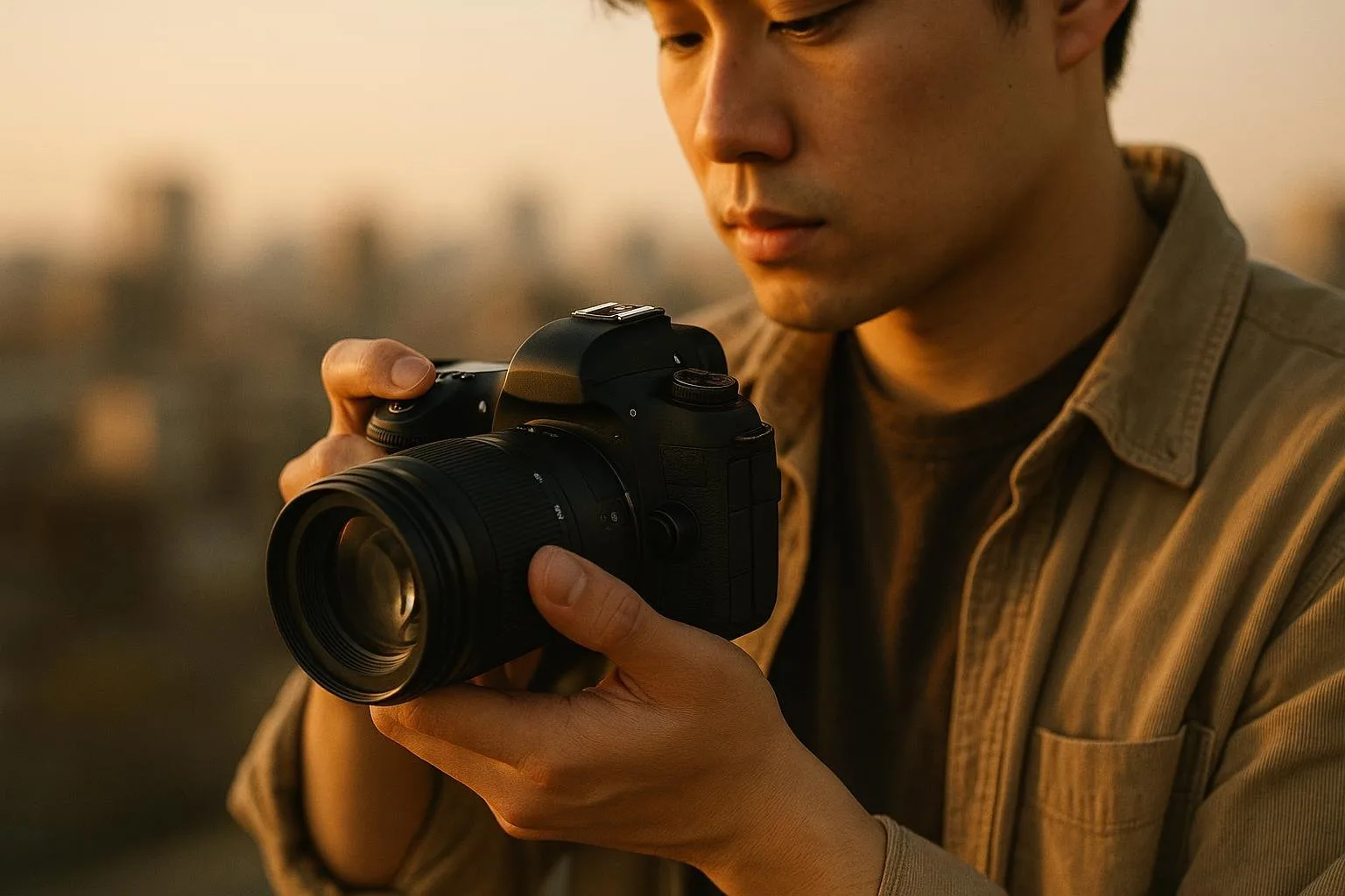 A photographer at work on a shoot