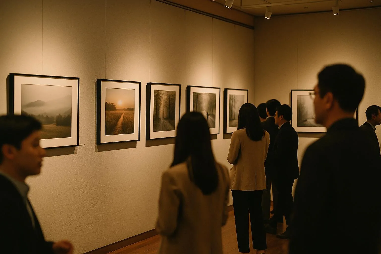An exhibition opening night